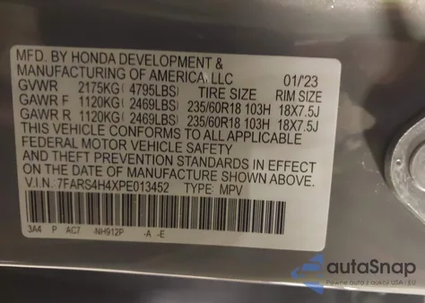 2023 Honda Cr-V Ex Awd из США, поврежденный, VIN 7FARS4H4XPE013452